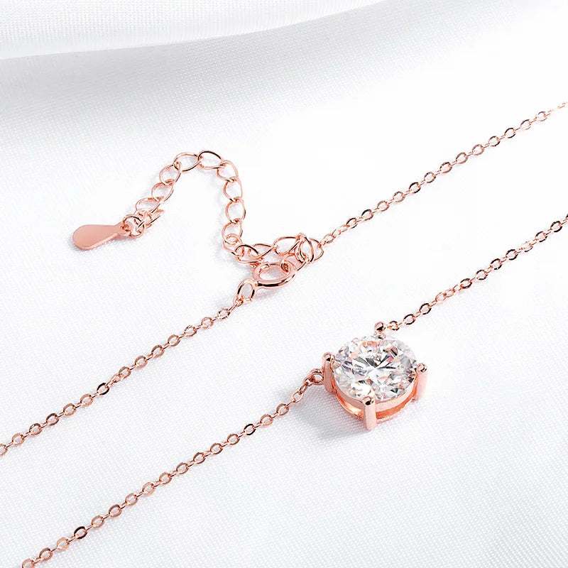 Rose Gold Moissanite Pendant Necklace