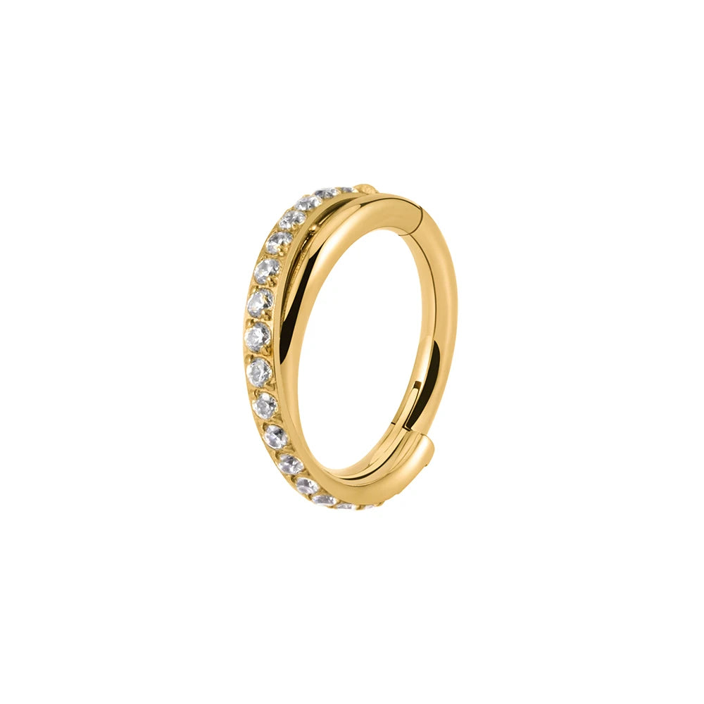 Implant-Grade Titanium Hoop Earrings – Hinged CZ Clicker for Cartilage, Helix & Tragus