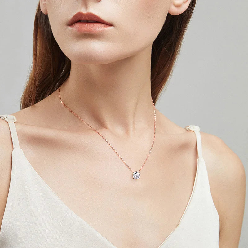 Rose Gold Moissanite Pendant Necklace
