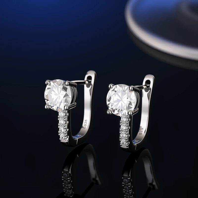 Platinum-Plated Moissanite Stud Earrings