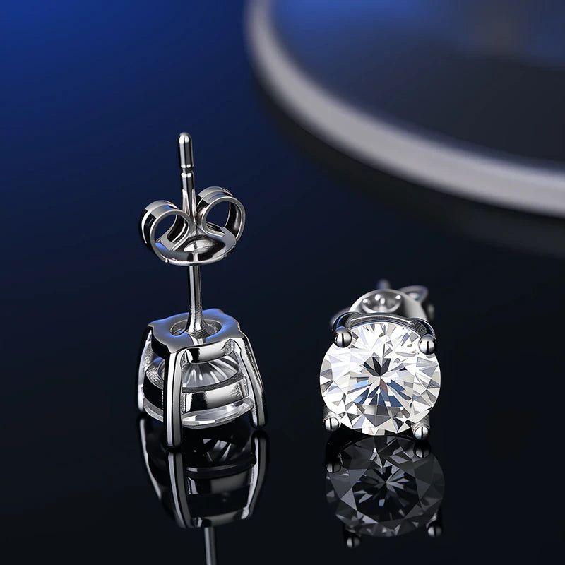 Platinum-Plated Moissanite Stud Earrings