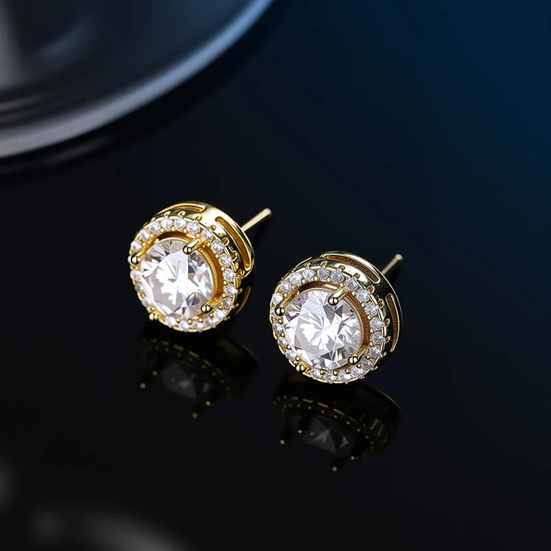 Platinum-Plated Moissanite Stud Earrings