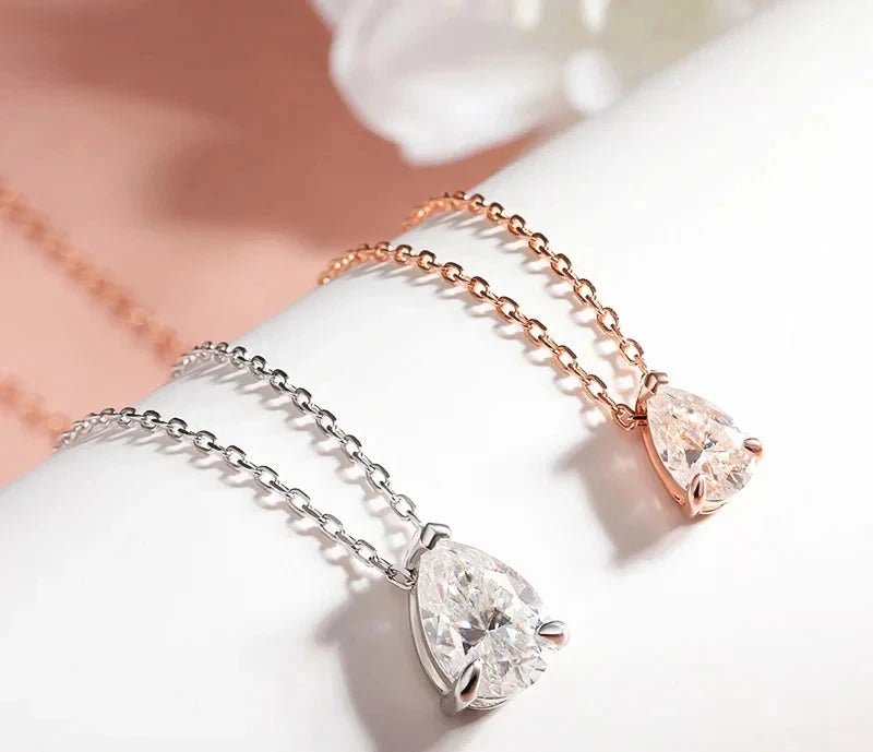 Pear Cut Moissanite Pendant Necklace