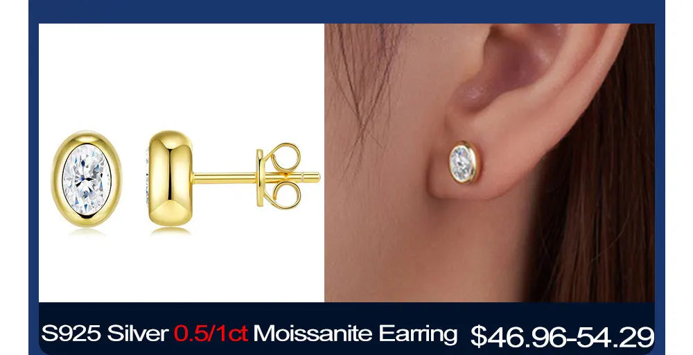 Oval Cut Moissanite Stud Earrings