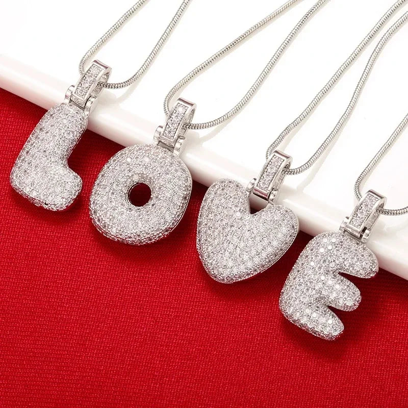 1.25x500mm Fat and lovely crystal brass silver color  letter necklace for women friends birthday gift model: VL34