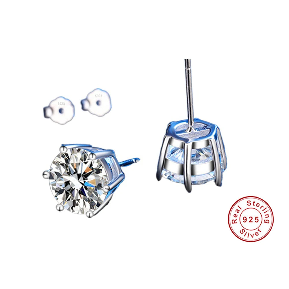 Six-Prong Moissanite Stud Earrings