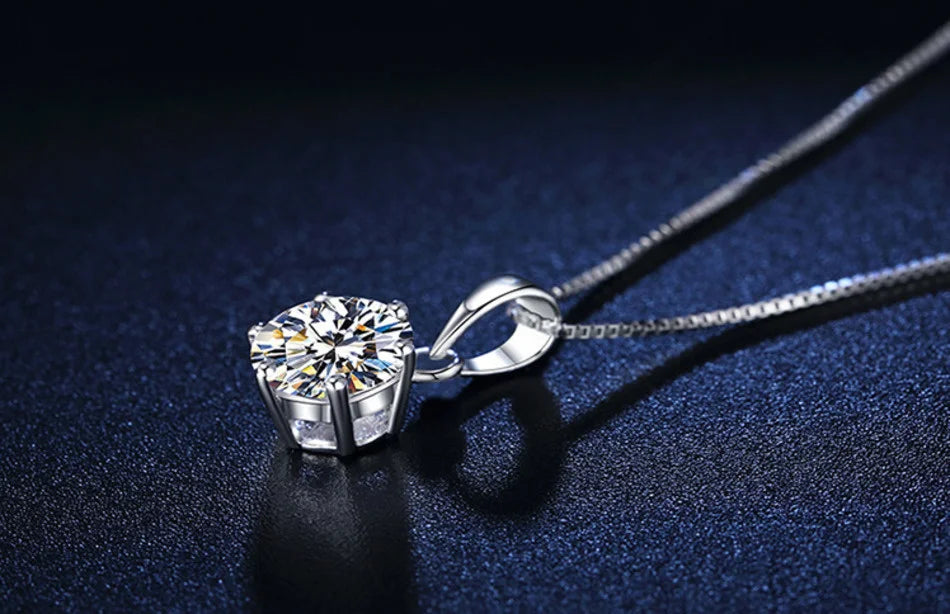 Moissanite Pendant Necklace, 1CT