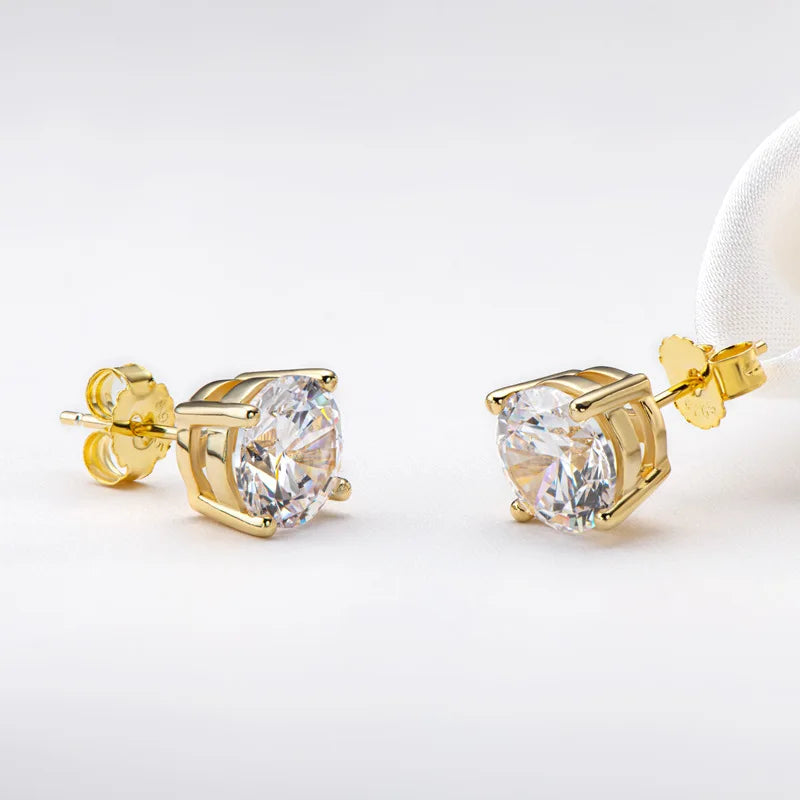 Moissanite Screw-Back Stud Earrings