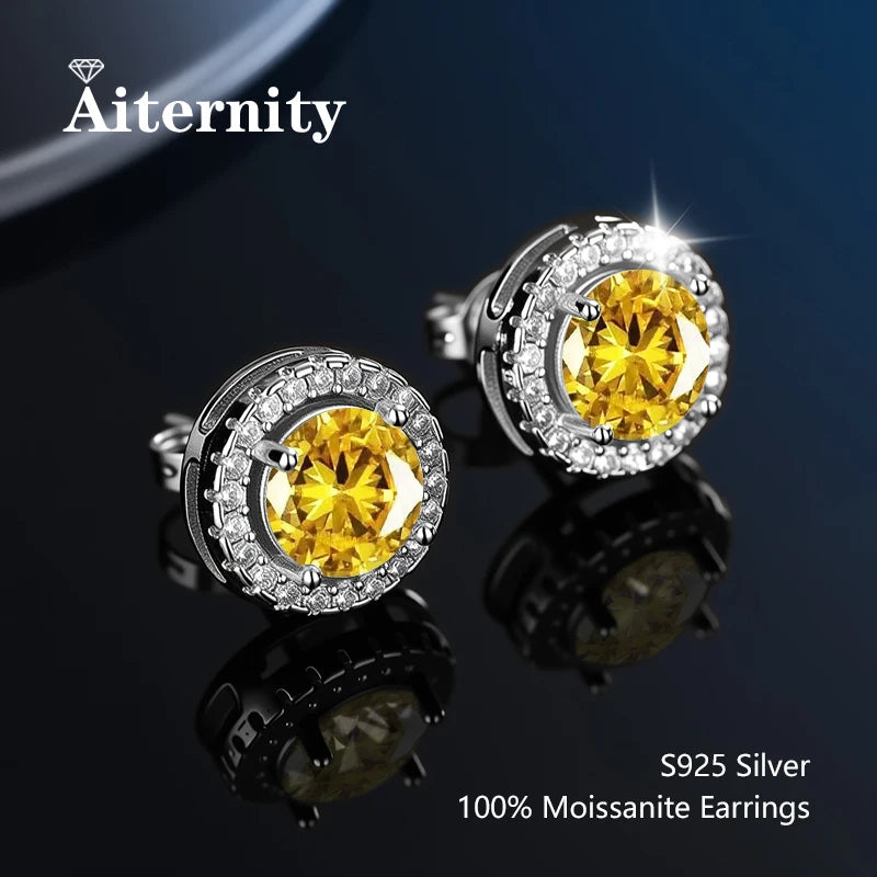 Platinum-Plated Moissanite Stud Earrings