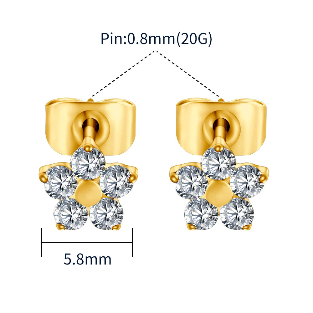 Titanium Flower Stud Earrings