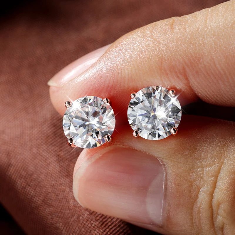 Rose Gold Moissanite Stud Earrings
