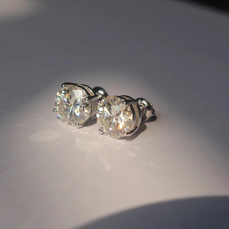 Moissanite Screw-Back Stud Earrings