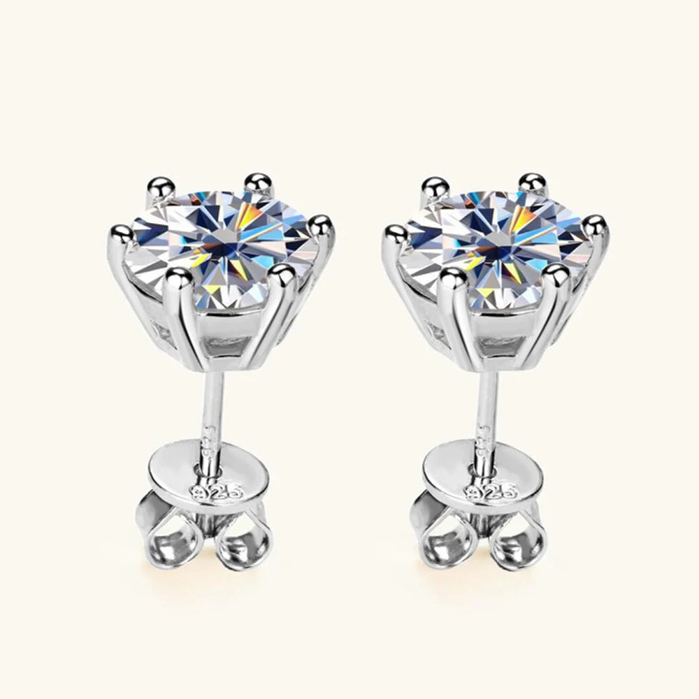 18K Gold Plated Moissanite Stud Earrings