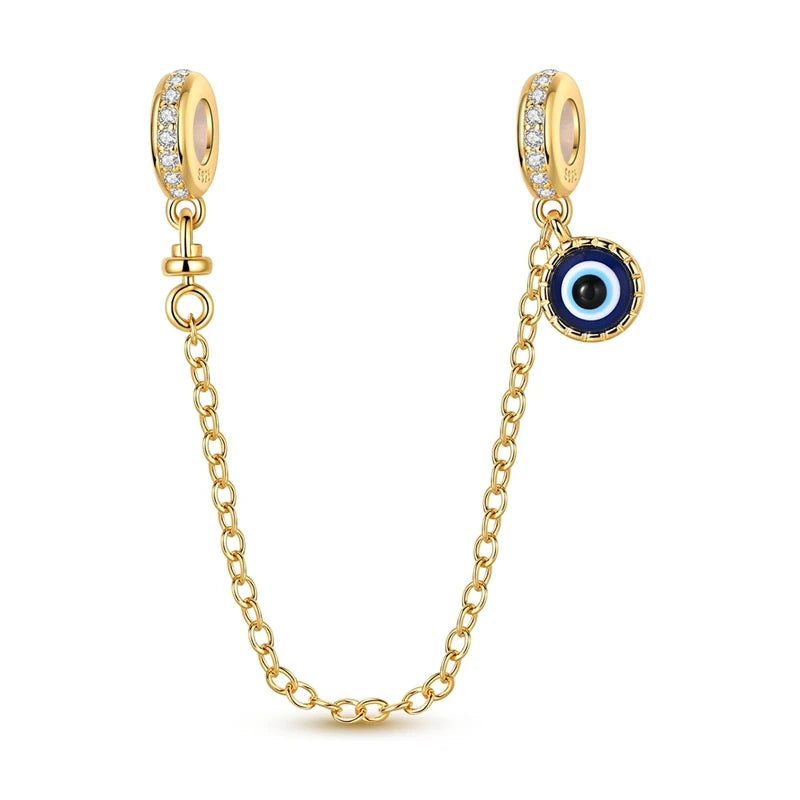 Original 925 Sterling Silver Gold Series DIY Charms Beads Inlaid Zirconium Sun Leopard Pendants Fit Bracelet DIY Jewelry Making