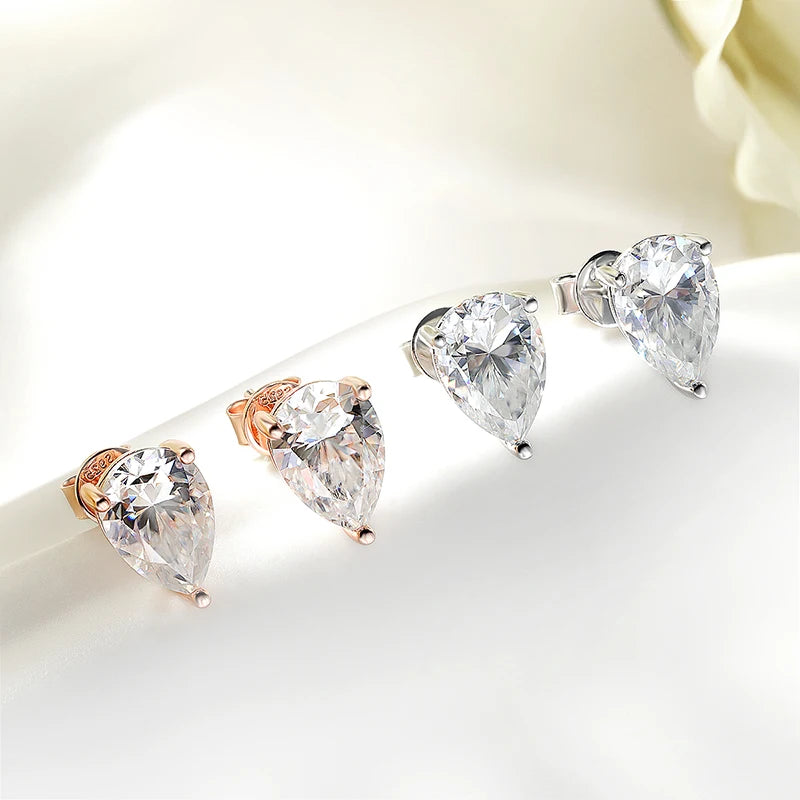 Pear Cut Moissanite Stud Earrings