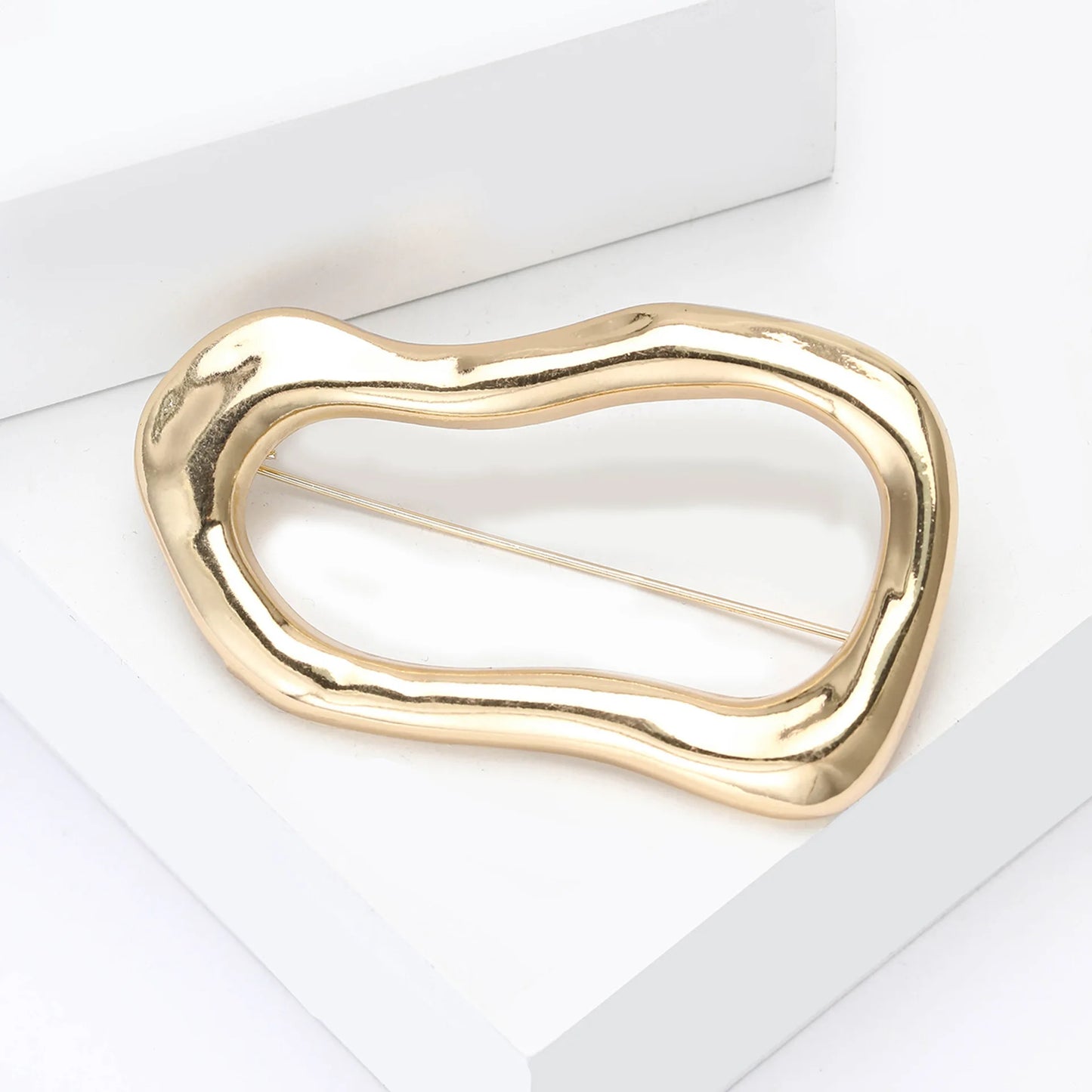 Trendy Irregular Big Circle Brooches for Women Men Gold Plated Silver Color Metal Lapel Pins Geometric Jewelry Gifts