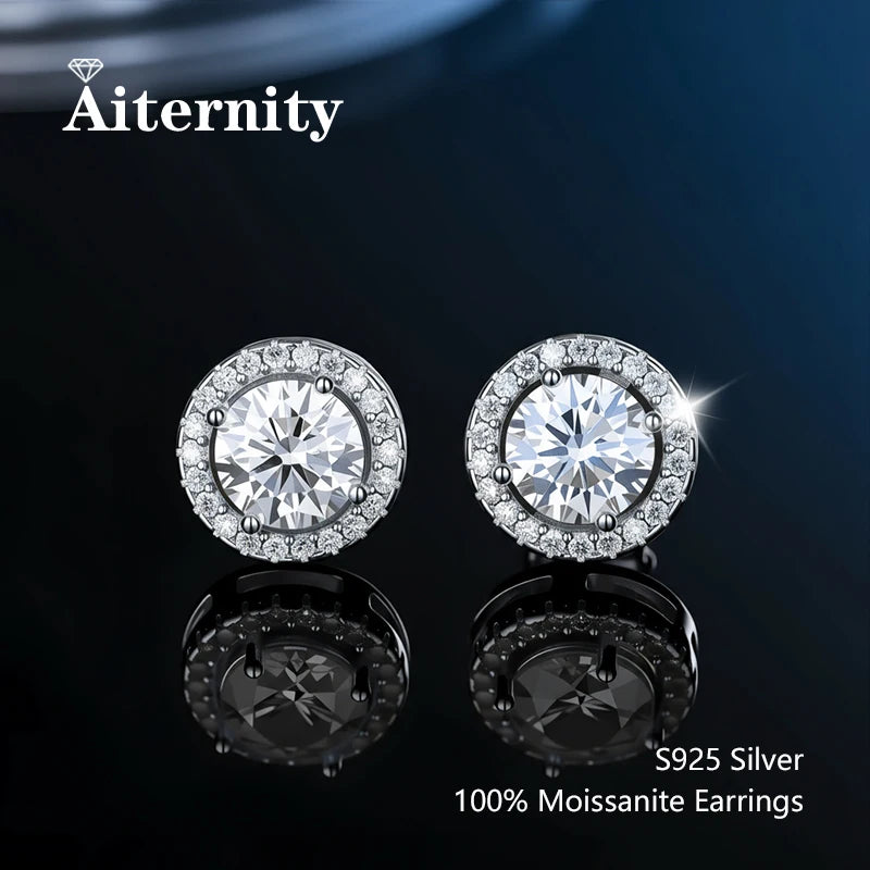 Platinum-Plated Moissanite Stud Earrings