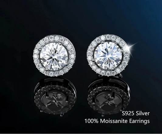 Platinum-Plated Moissanite Stud Earrings