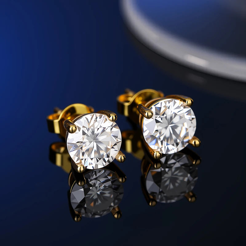 Platinum-Plated Moissanite Stud Earrings