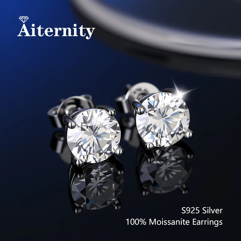 Platinum-Plated Moissanite Stud Earrings