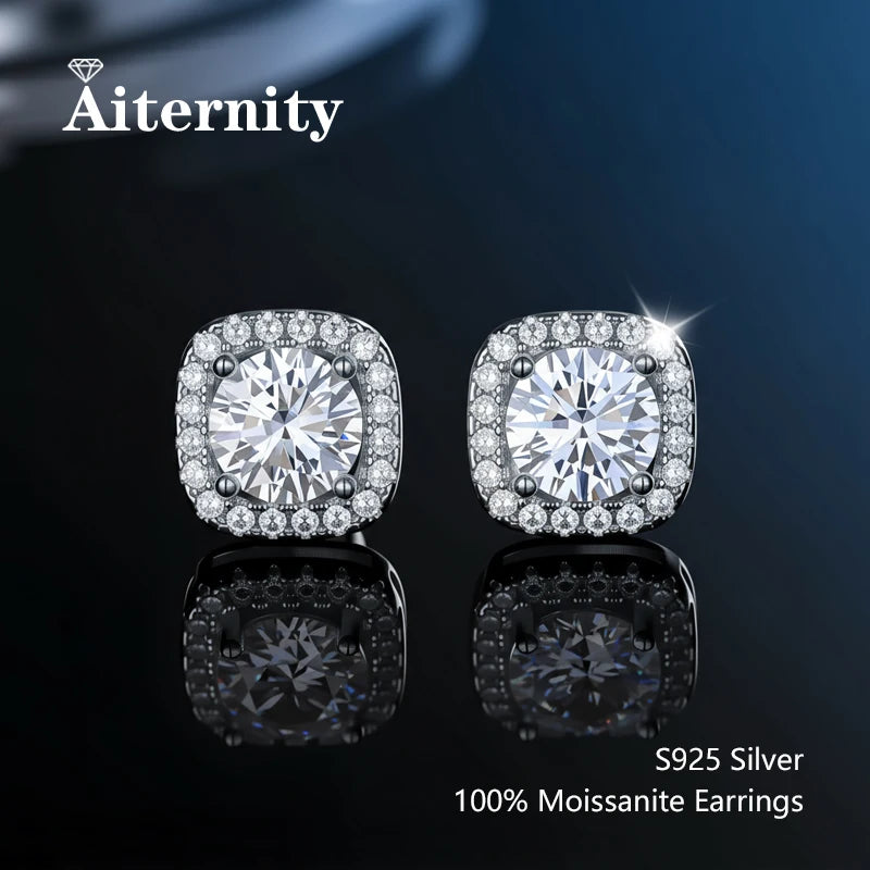 Platinum-Plated Moissanite Stud Earrings