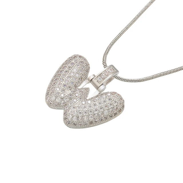 1.25x500mm Fat and lovely crystal brass silver color  letter necklace for women friends birthday gift model: VL34