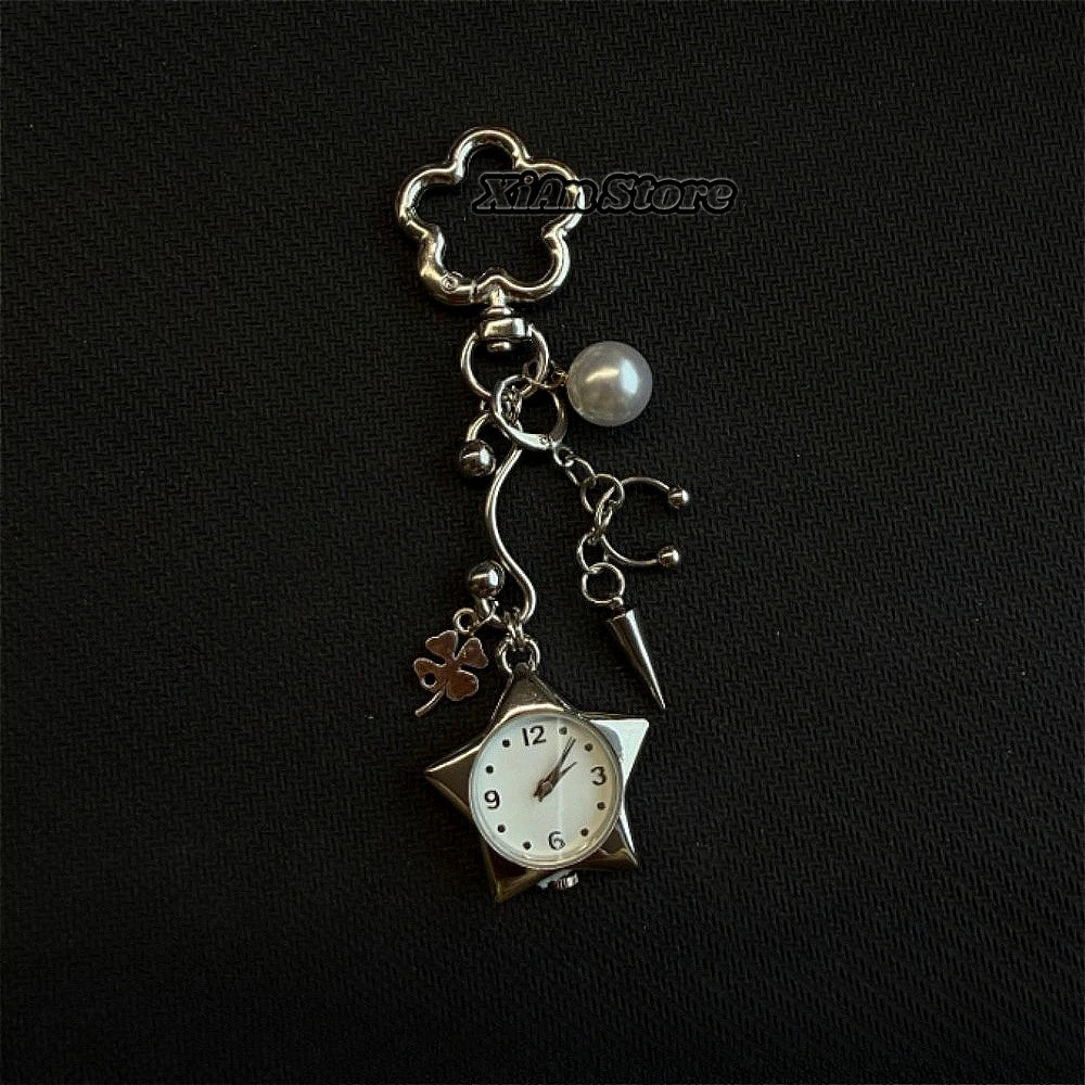 Original Hollow Heart Pocket Watch Chain keychain Design Steampunk Clock Vintage Necklace Pendant Jewelry Watch Men Women Gift