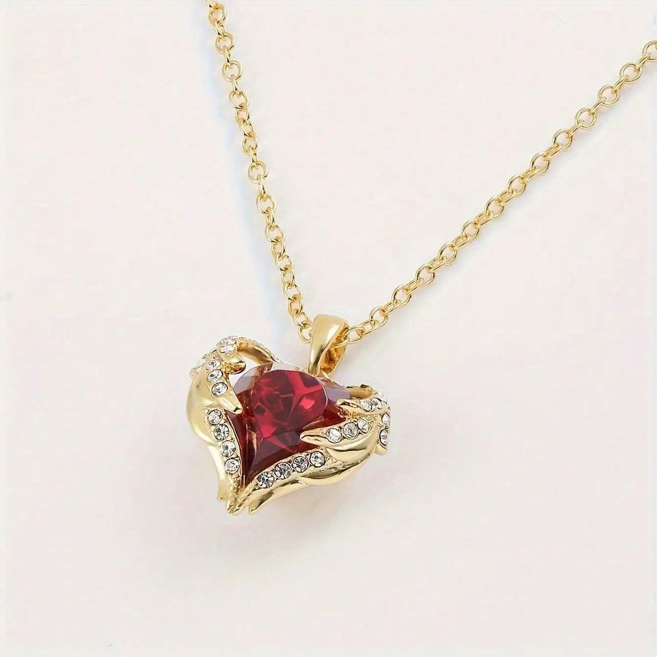 Crystal Heart Pendant Necklace| Tarnish-Free tainless Steel