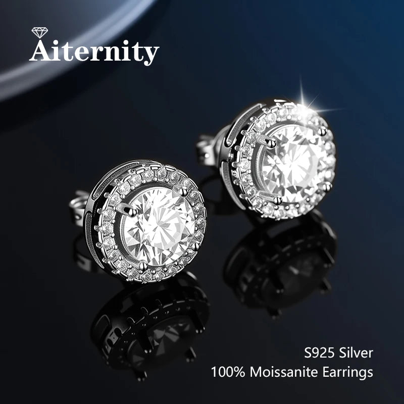 Platinum-Plated Moissanite Stud Earrings