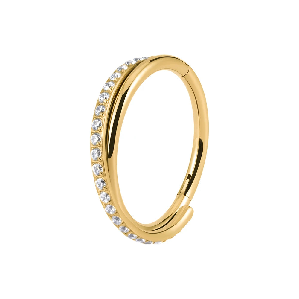 Implant-Grade Titanium Hoop Earrings – Hinged CZ Clicker for Cartilage, Helix & Tragus