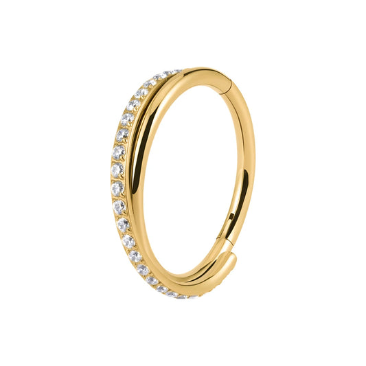 Implant-Grade Titanium Hoop Earrings – Hinged CZ Clicker for Cartilage, Helix & Tragus