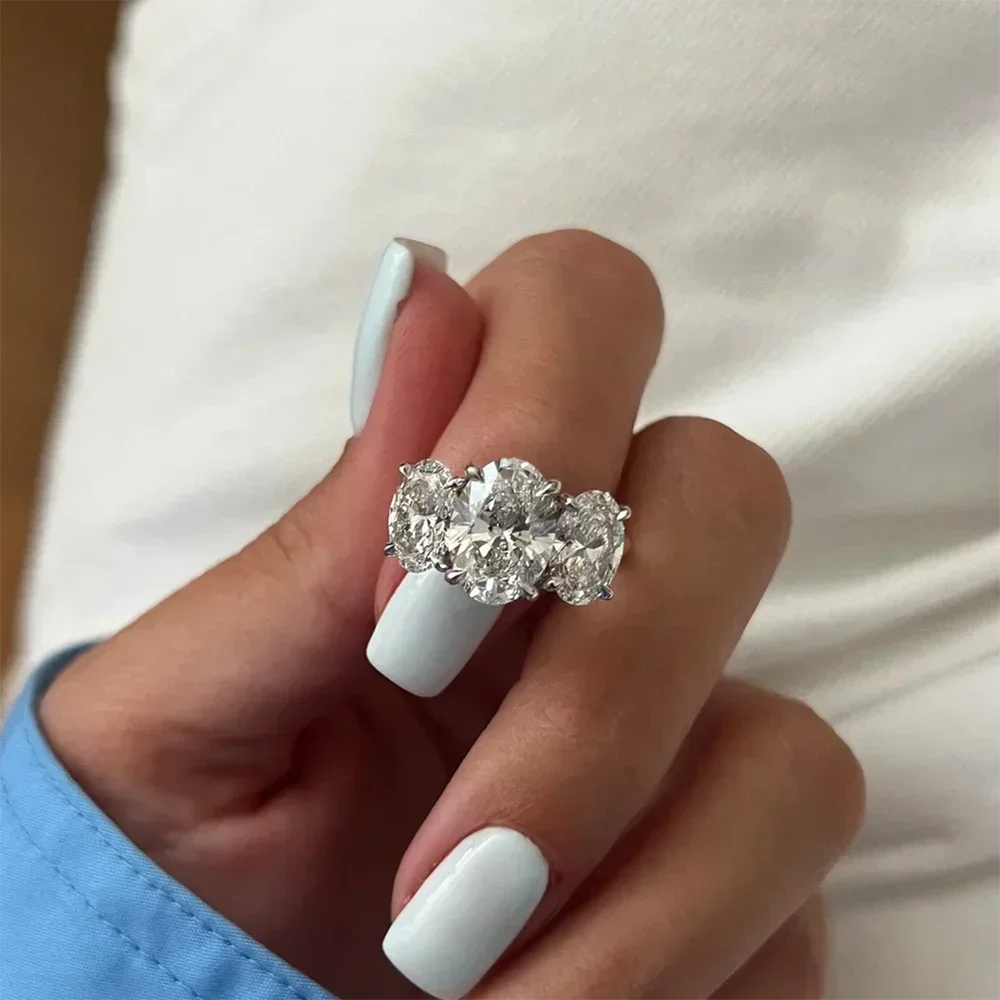 Three-Stone Moissanite Engagement Ring