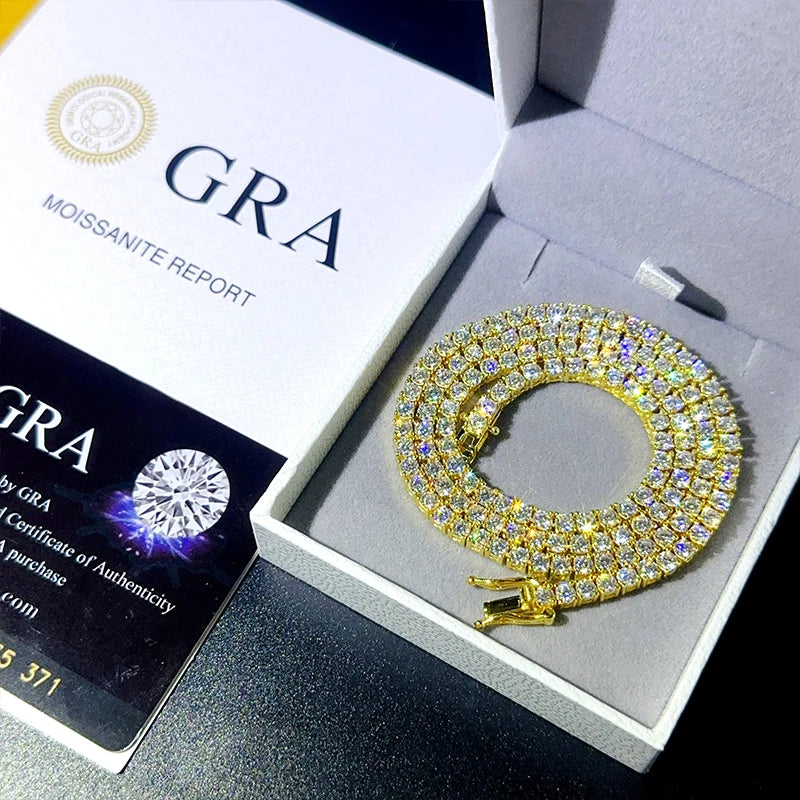 Hip Hop Moissanite Tennis Chain Bracelet