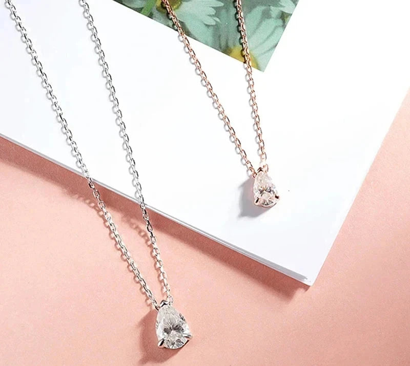 Pear Cut Moissanite Pendant Necklace