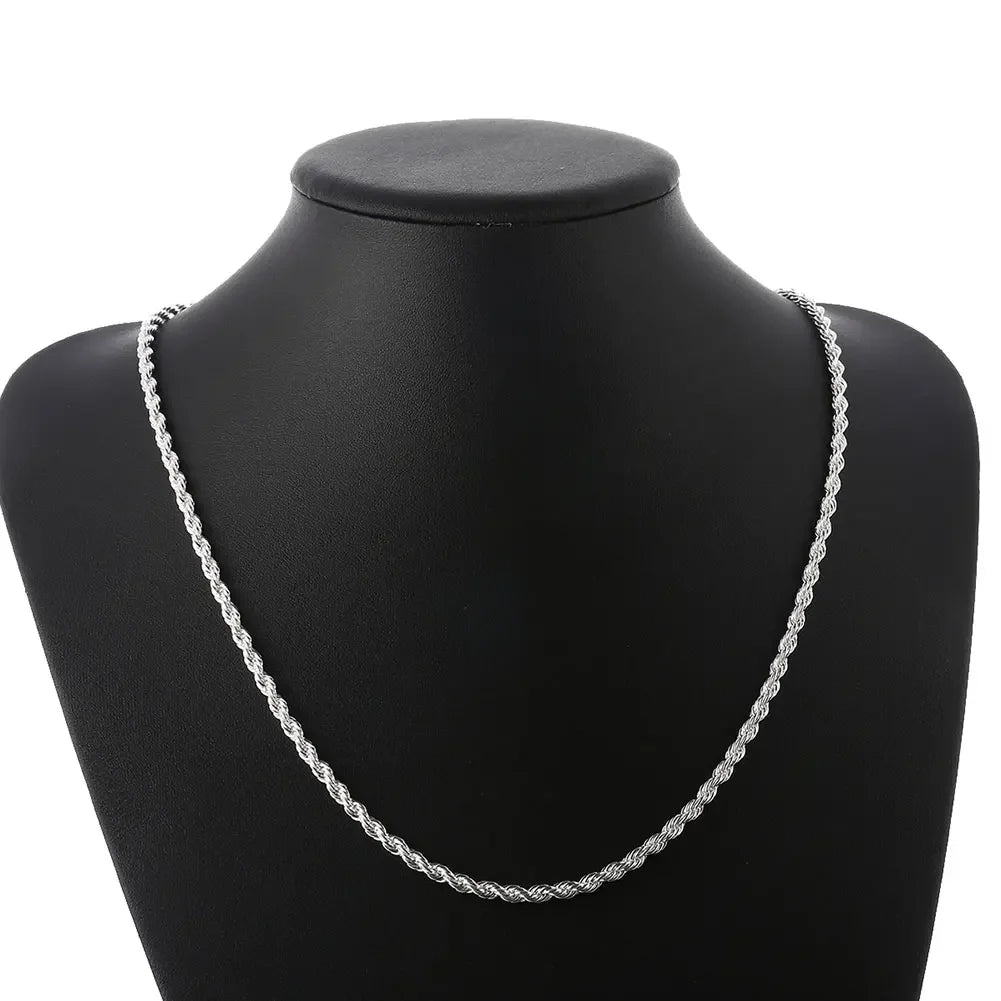Sterling Silver Rope Chain Necklace