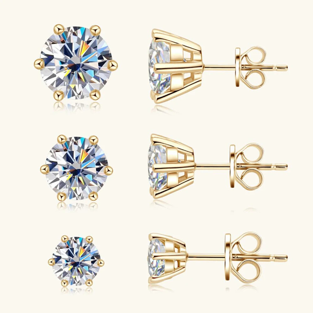 18K Gold Plated Moissanite Stud Earrings