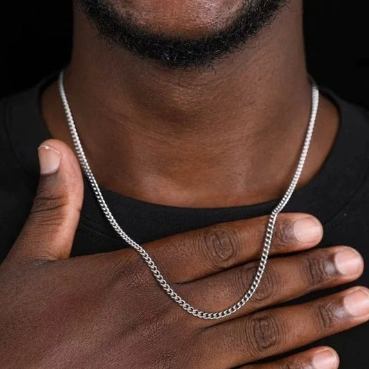 3mm Men's Cuban Chain Necklace Simple Stainless Steel Necklace Fashion Titanium Steel Jewelry Trend Party Accessories Gifts