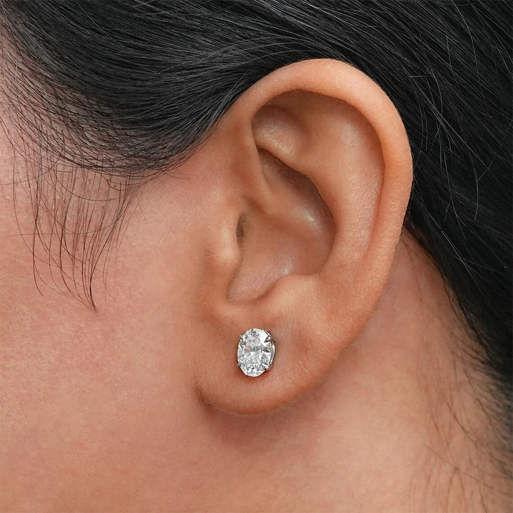 Oval Cut Moissanite Stud Earrings