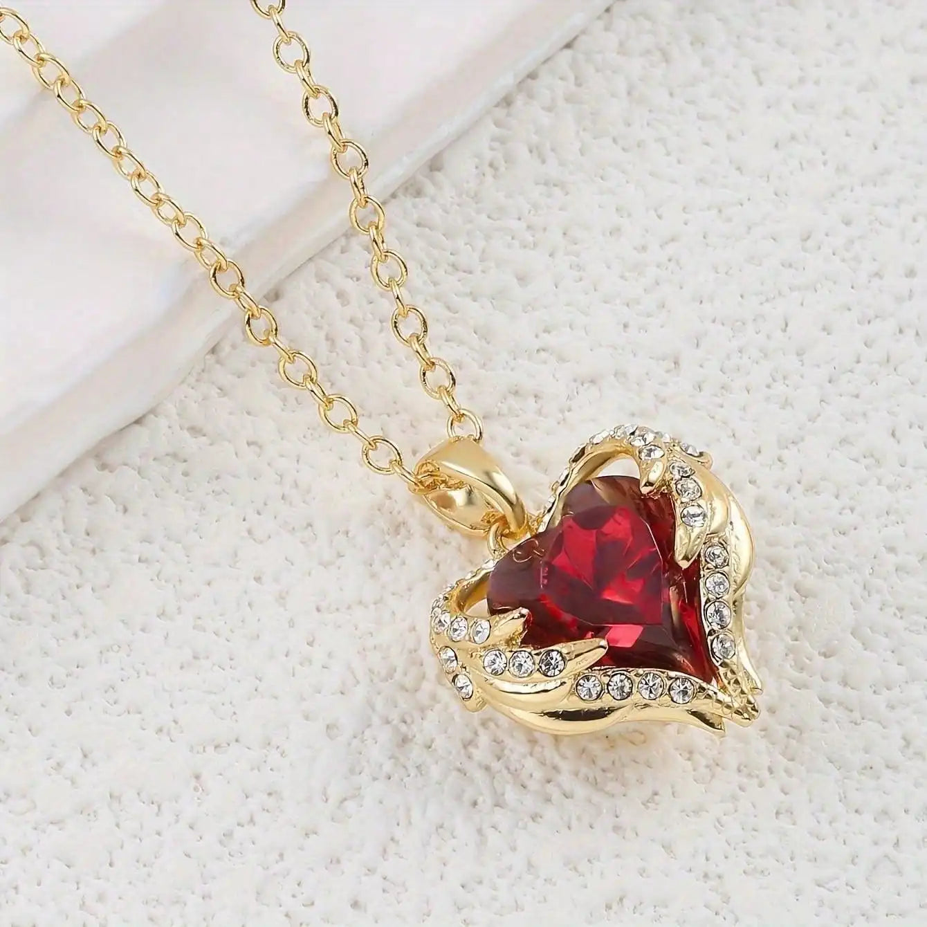 Crystal Heart Pendant Necklace| Tarnish-Free tainless Steel