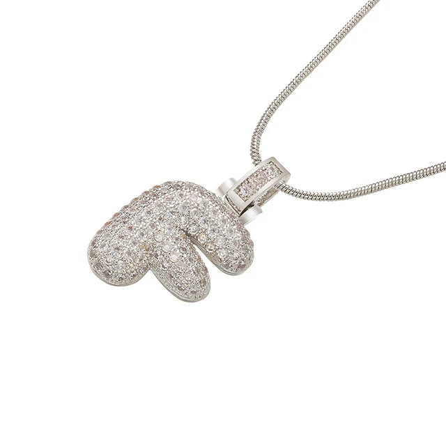 1.25x500mm Fat and lovely crystal brass silver color  letter necklace for women friends birthday gift model: VL34