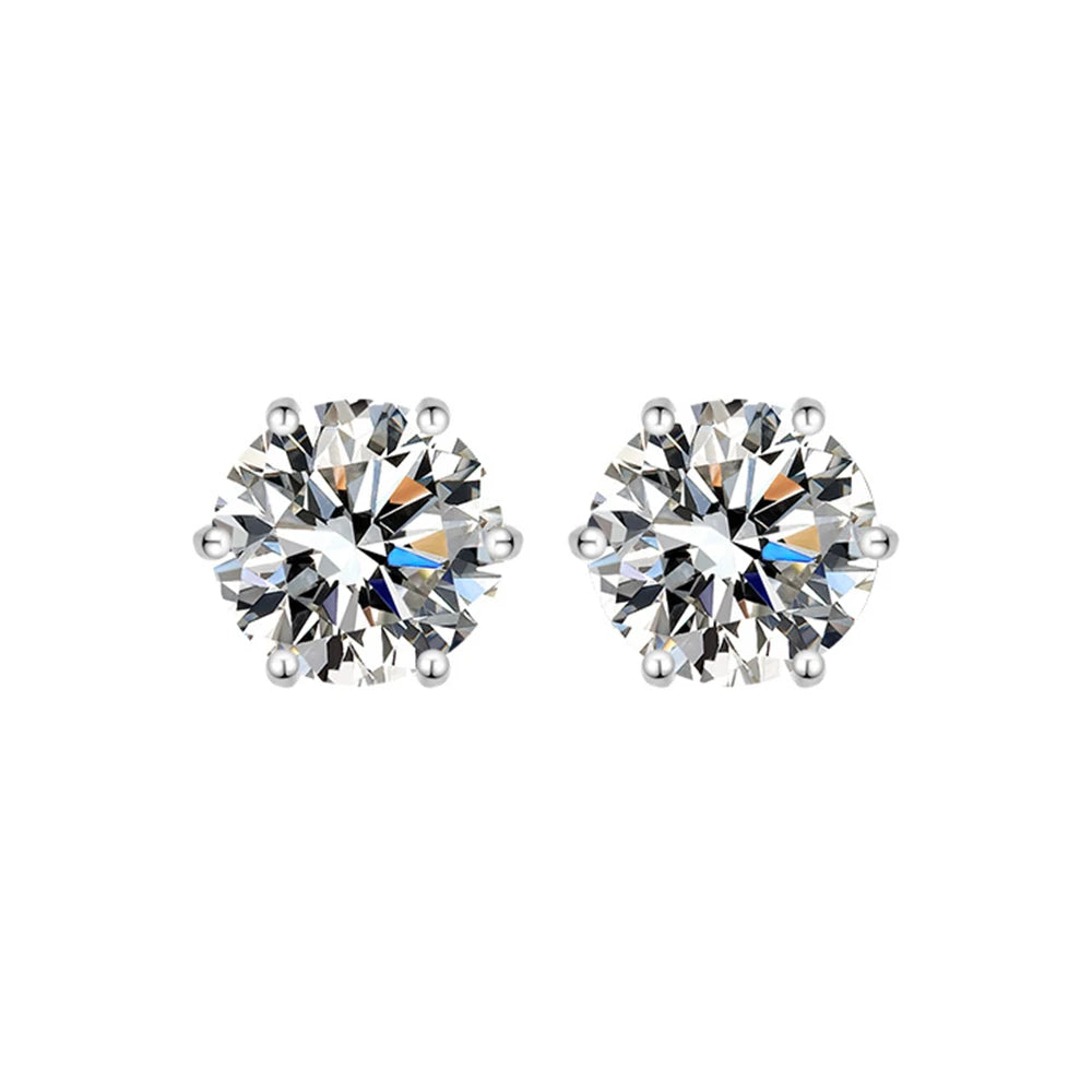 925 Sterling Silver Moissanite Stud Earrings – GRA Certified VVS1