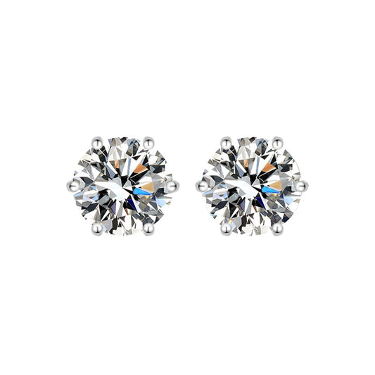 925 Sterling Silver Moissanite Stud Earrings – GRA Certified VVS1