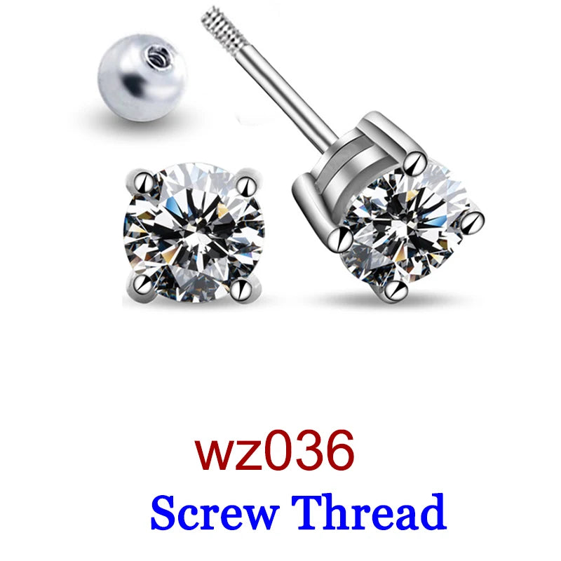 Moissanite Screw-Back Stud Earrings