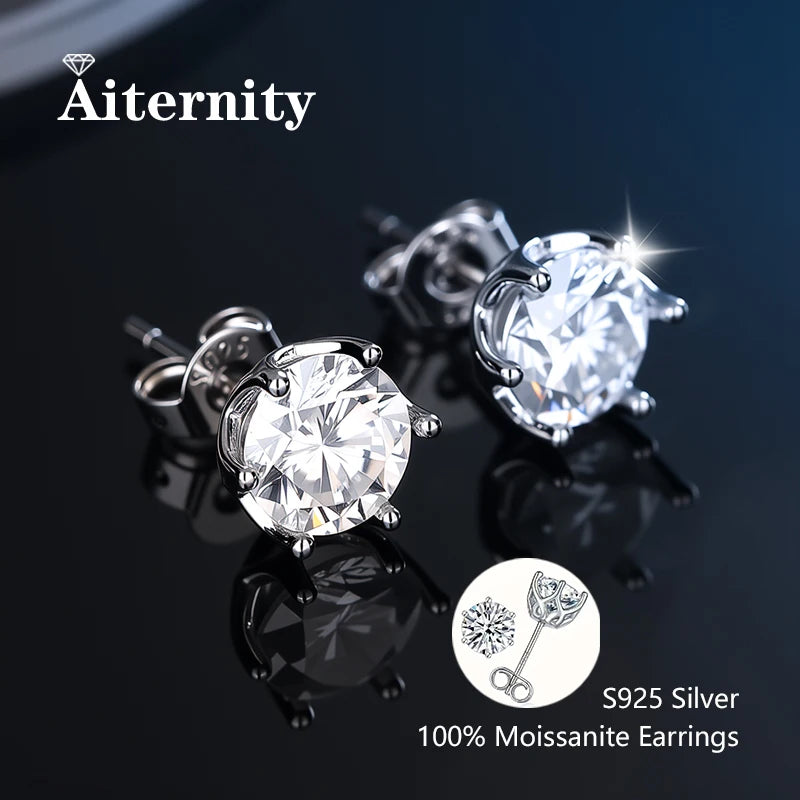 Platinum-Plated Moissanite Stud Earrings