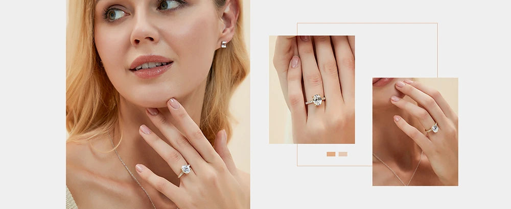Oval Halo Moissanite Engagement Ring