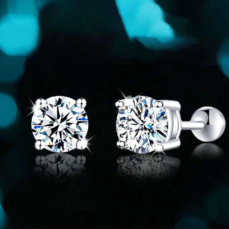 Moissanite Screw-Back Stud Earrings