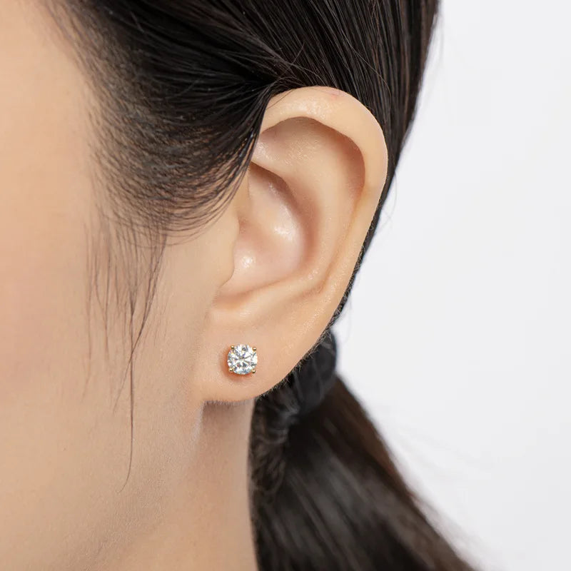 Moissanite Screw-Back Stud Earrings