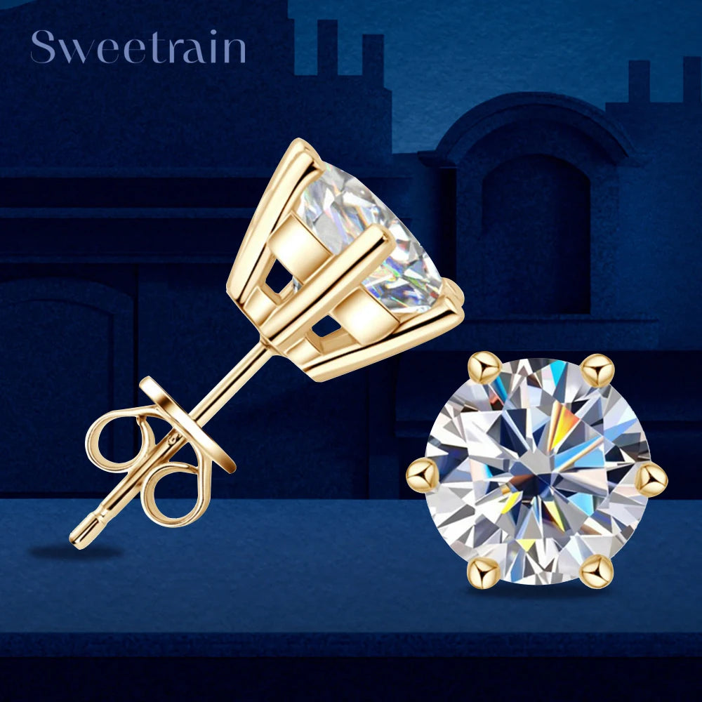 18K Gold Plated Moissanite Stud Earrings