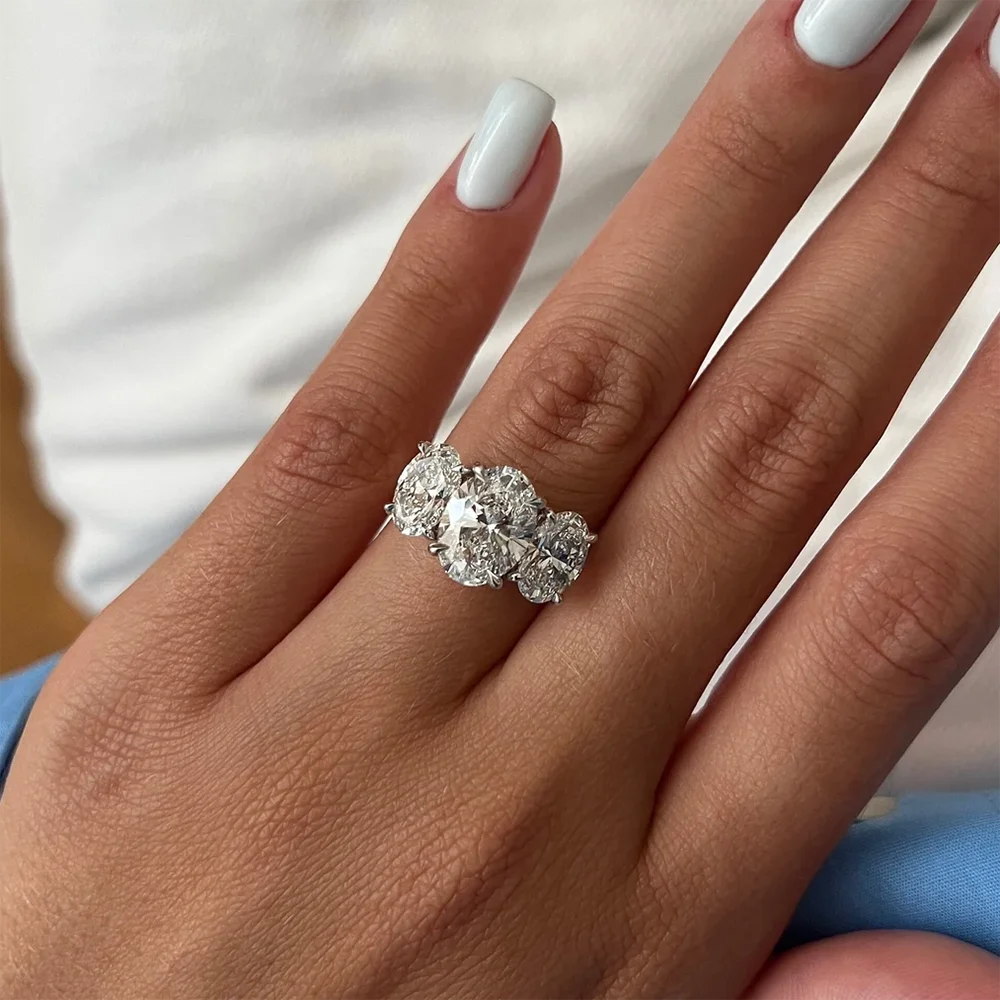 Three-Stone Moissanite Engagement Ring