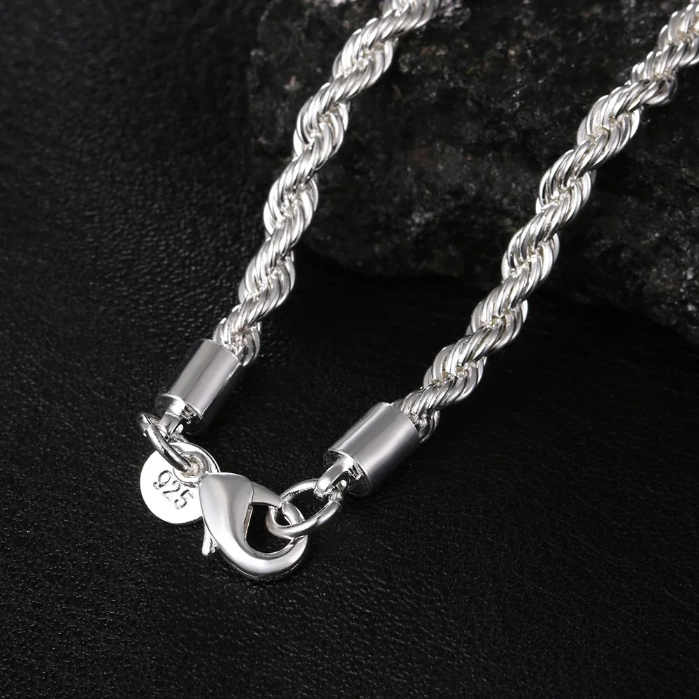 Sterling Silver Rope Chain Necklace